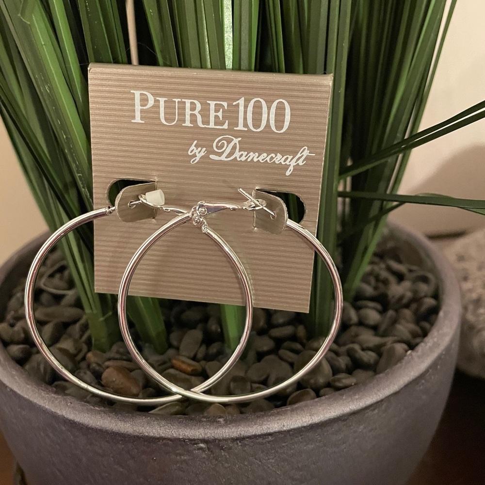 Large silver hoop earrings round